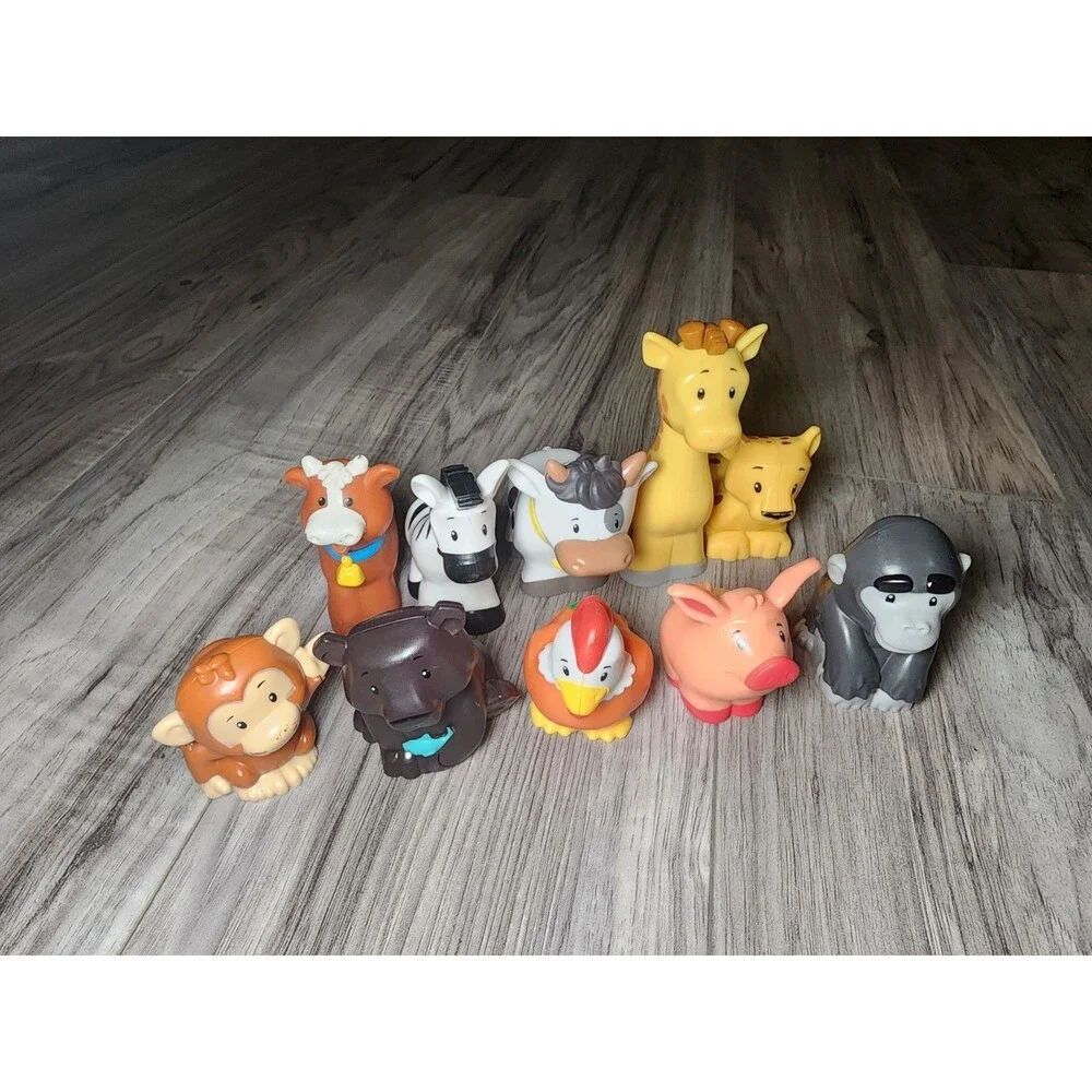 Fisher Price Little People Animal Lot Zebra Giraffe Monkey Gorilla Bear Cow Pig
